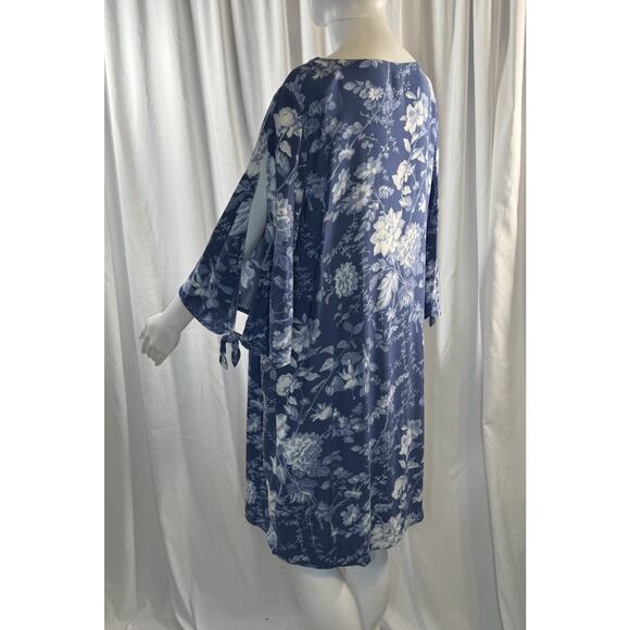 H&M Floral Tie Spilt-Sleeves Shift Dress, Blue, Sz: 12, 83-16 - Picture 5 of 15
